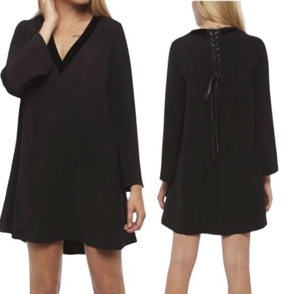 ELEVEN PARIS V-Neck Long Sleeve Shift Dress - Picture 1 of 13
